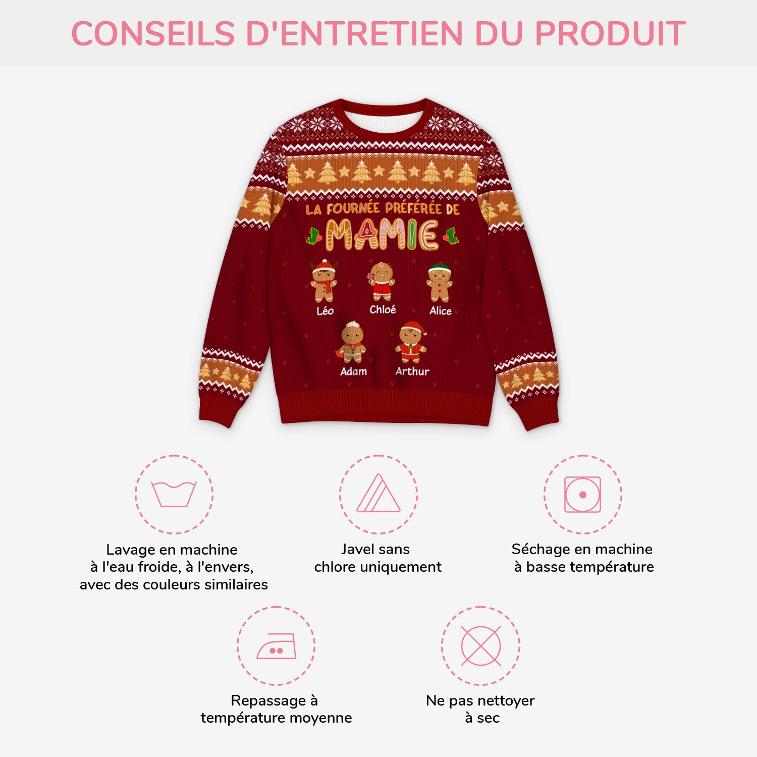 5764WFR4 pull moche de noel personnalise la fournee preferee de mamie 5764wkzza