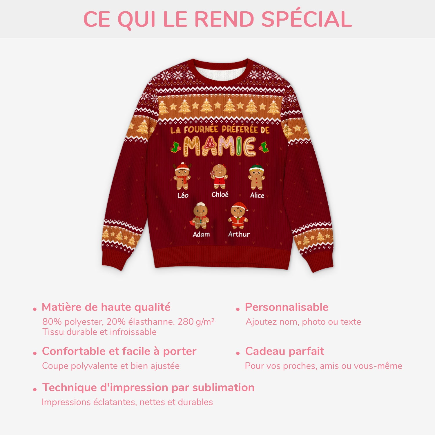 5764WFR5 pull moche de noel personnalise la fournee preferee de mamie 5764wkzza