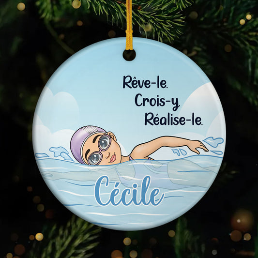5765OFR1 ornement ceramique personnalise sport pour femme rever de nager 5765otlqa