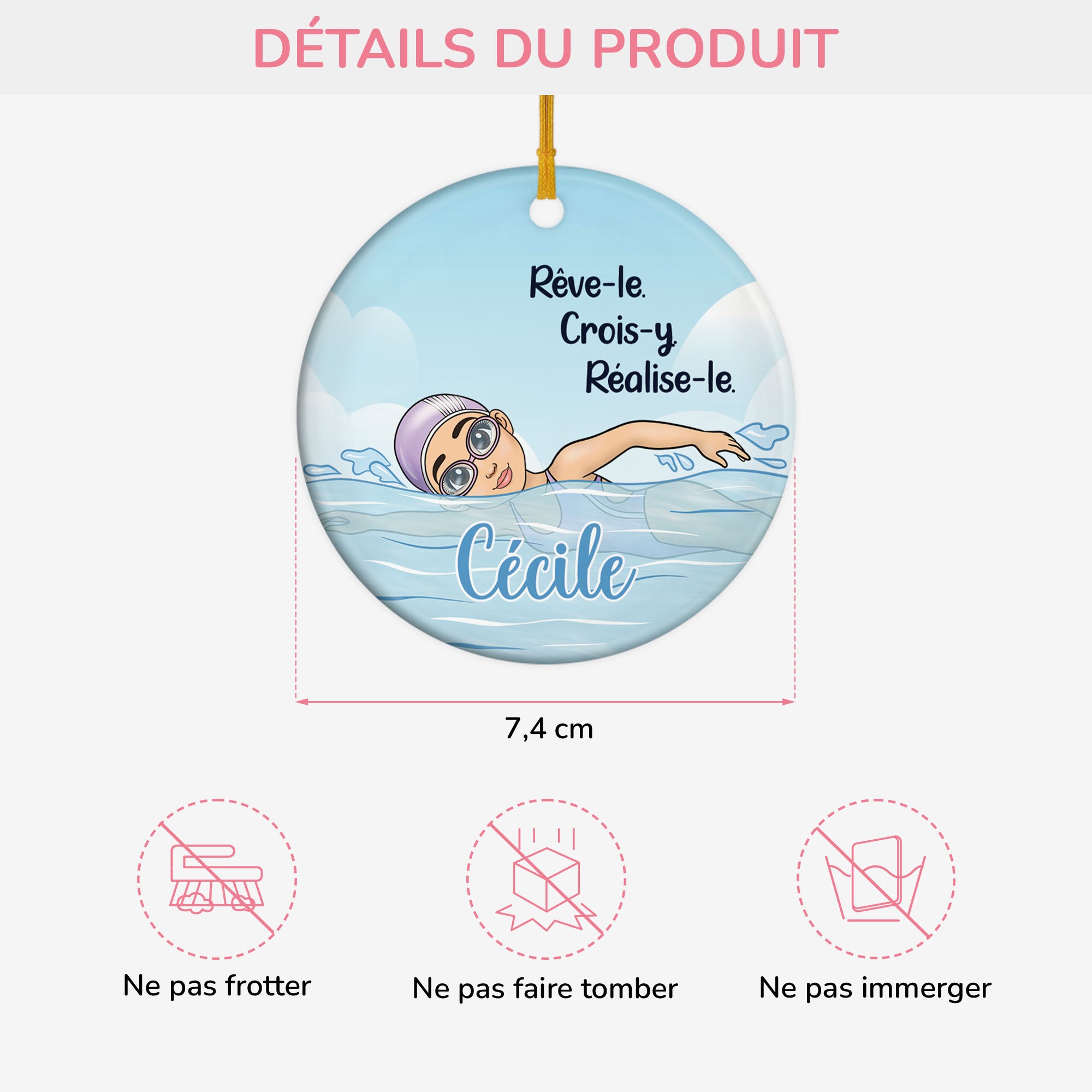 5765OFR3 ornement ceramique personnalise sport pour femme rever de nager 5765otlqa