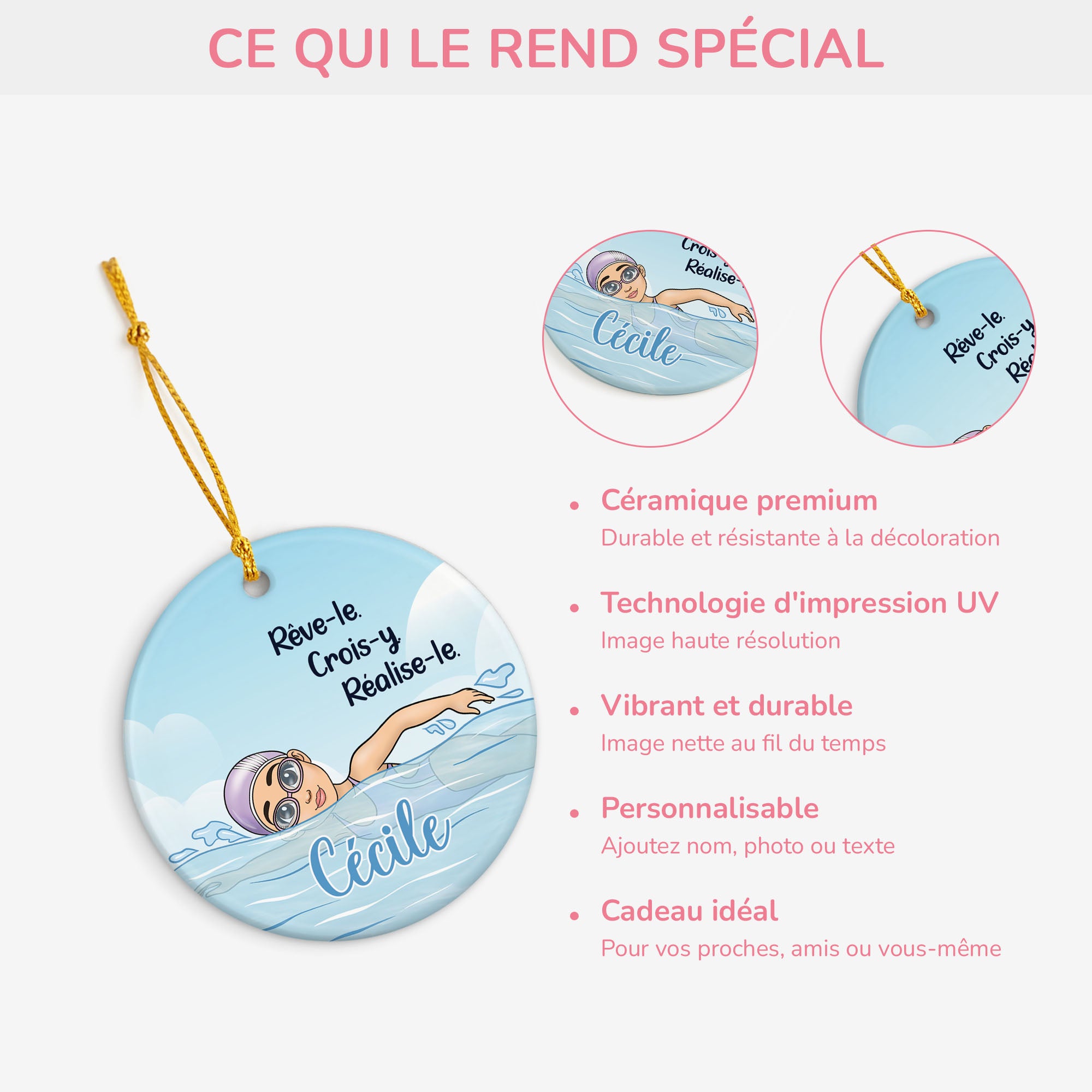 5765OFR4 ornement ceramique personnalise sport pour femme rever de nager 5765otlqa