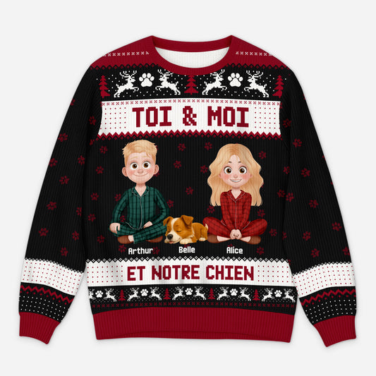 5766WFR1 pull moche de noel personnalise toi moi et nos chiens 5766wklzc