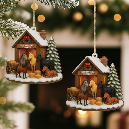 5767OFR2 effet dimpression 3d ornement noel en bois a 1 couche personnalise ferme de chevaux de jackson 5767o3lqu