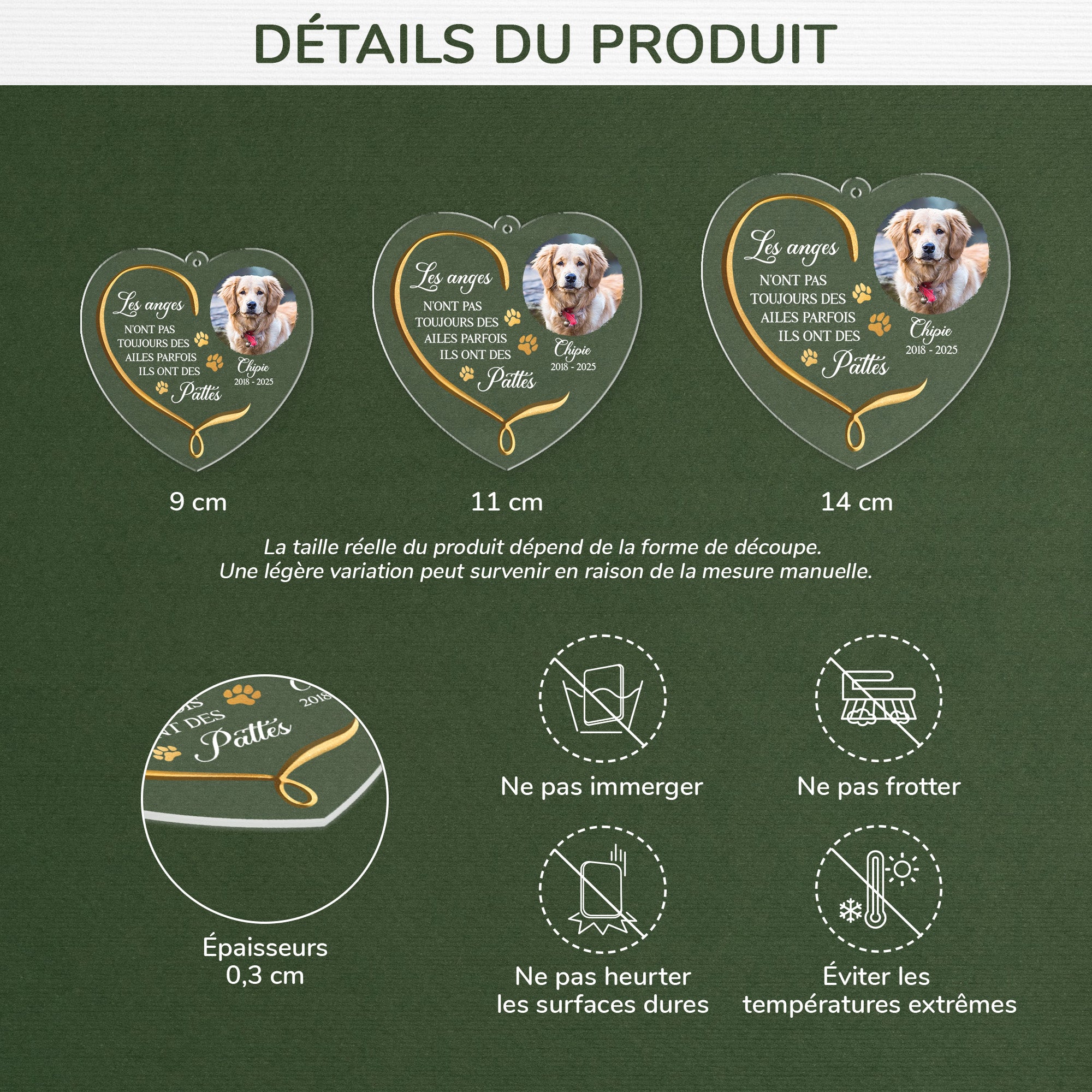 5769OFR3 ornement acrylique personnalise commemoratif pour chat et chien les anges qui ont des pattes 5769o8umc