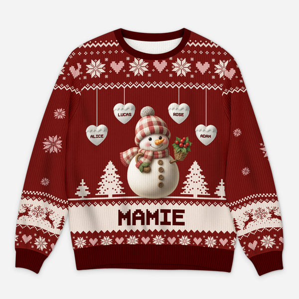 Pull Moche De Noël Personnalisé Avec Prénom - Modèle "Ce Papy Appartient À" Bonhomme De Neige - Cadeau Drôle Famille - 8