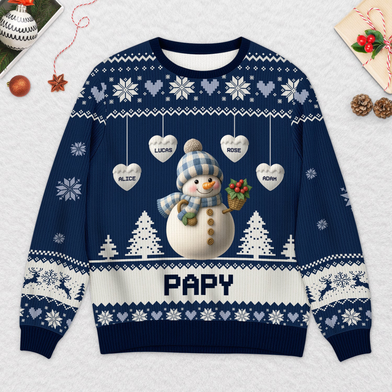 5771WFR2 pull moche de noel personnalise mamie bonhomme de neige 5771w8tza