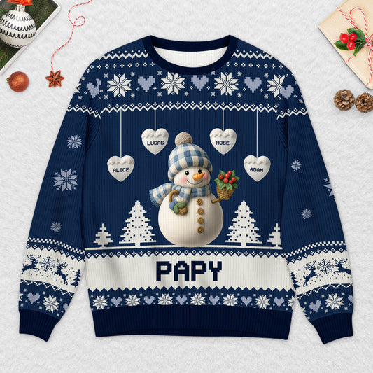5771WFR2 pull moche de noel personnalise mamie bonhomme de neige 5771w8tza