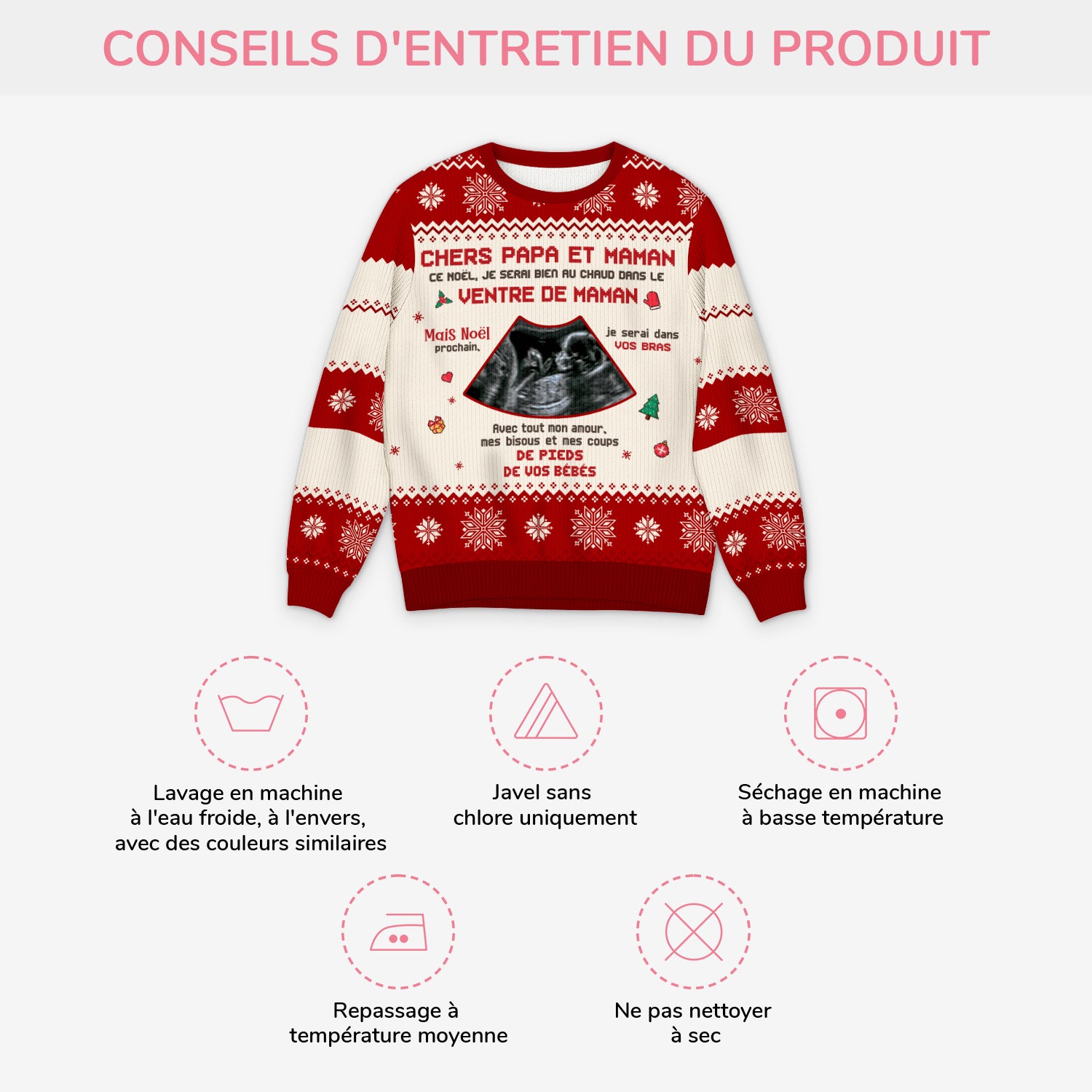 5773WFR4 pull moche de noel personnalise avec photo chers papa et maman 5773wkvza