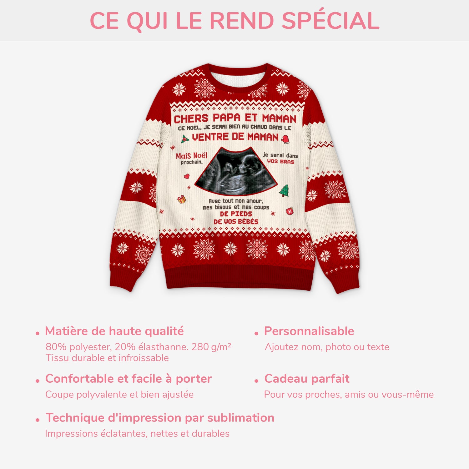 5773WFR5 pull moche de noel personnalise avec photo chers papa et maman 5773wkvza