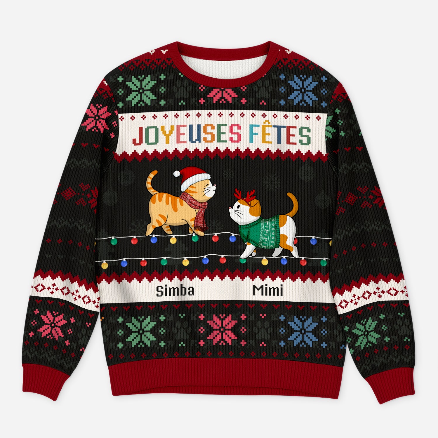 5774WFR1 pull moche de noel personnalise joyeux noel avec mes chats 5774w8qnd