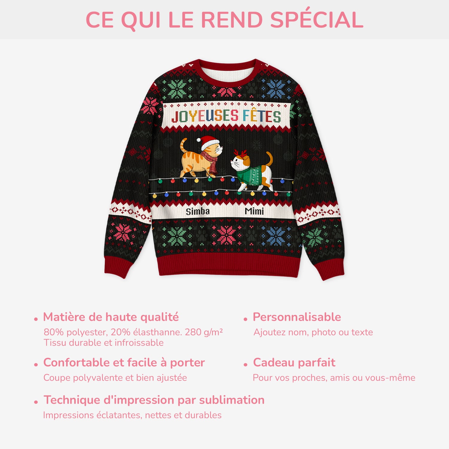 5774WFR5 pull moche de noel personnalise joyeux noel avec mes chats 5774w8qnd