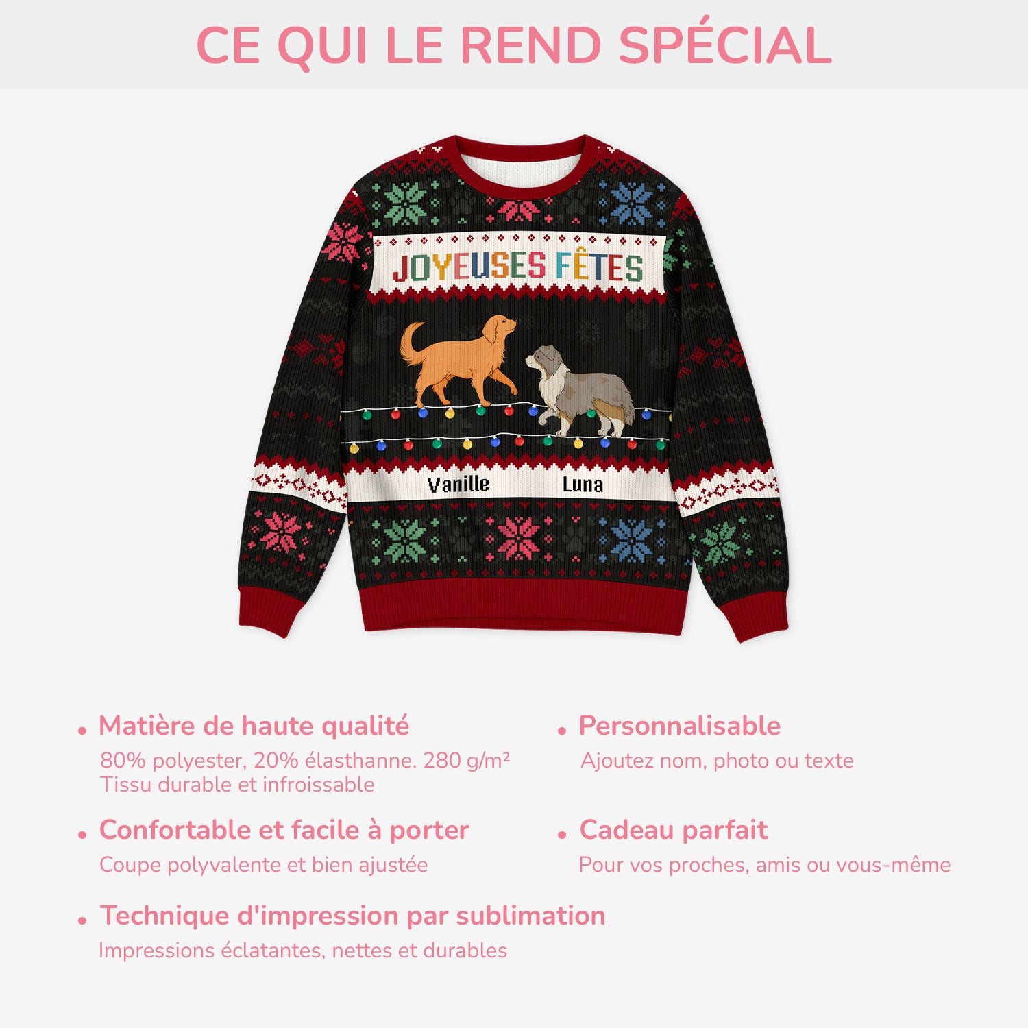 5774WFR5 pull moche de noel personnalise joyeux noel avec mes chiens 5774w8qnc