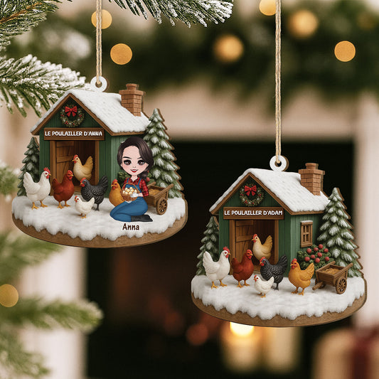 5776OFR2 ornement de noel en bois a 1 couche personnalise le poulailler danna 5776o3vqa