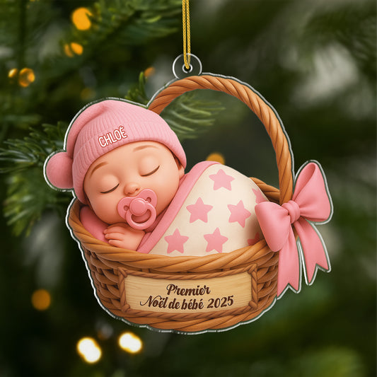 5778OFR1 effet dimpression 3d ornement acrylique personnalise premier noel de bebe 5778oklmk