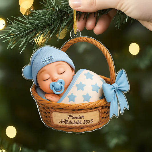 5778OFR2 effet dimpression 3d ornement acrylique personnalise premier noel de bebe 5778oklmk