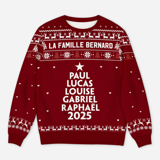 5780WFR1 pull moche de noel personnalise les membres de la famille 5780wtzci