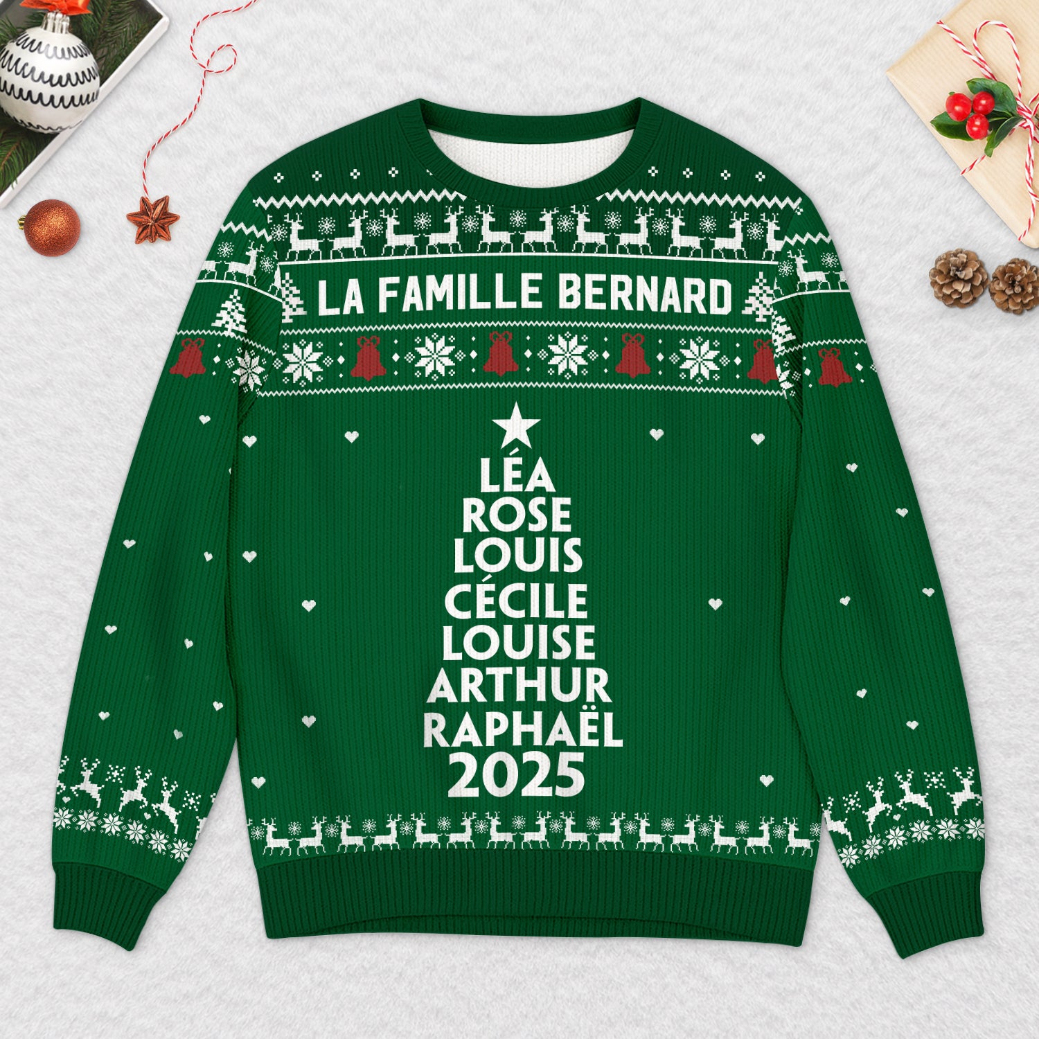 5780WFR2 pull moche de noel personnalise les membres de la famille 5780wtzci