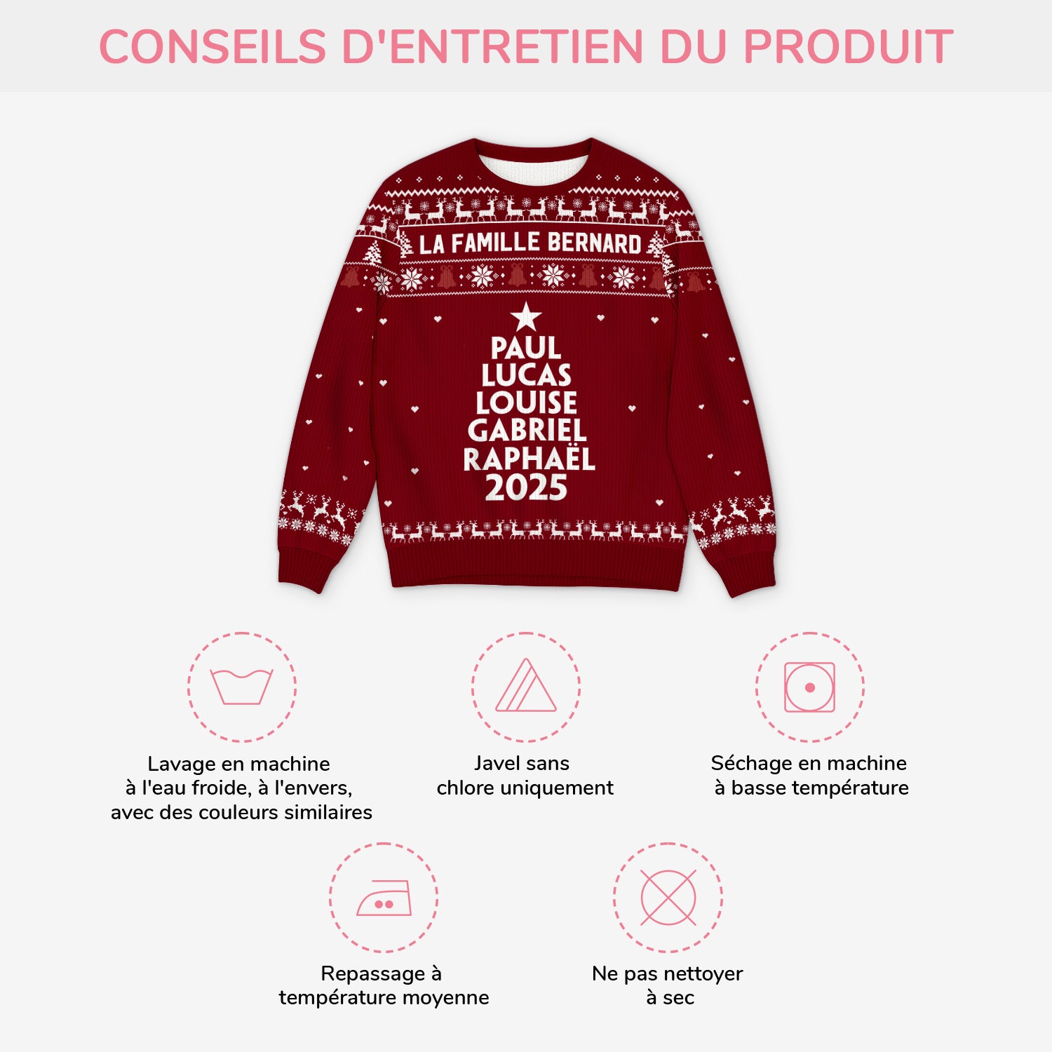 5780WFR4 pull moche de noel personnalise les membres de la famille 5780wtzci