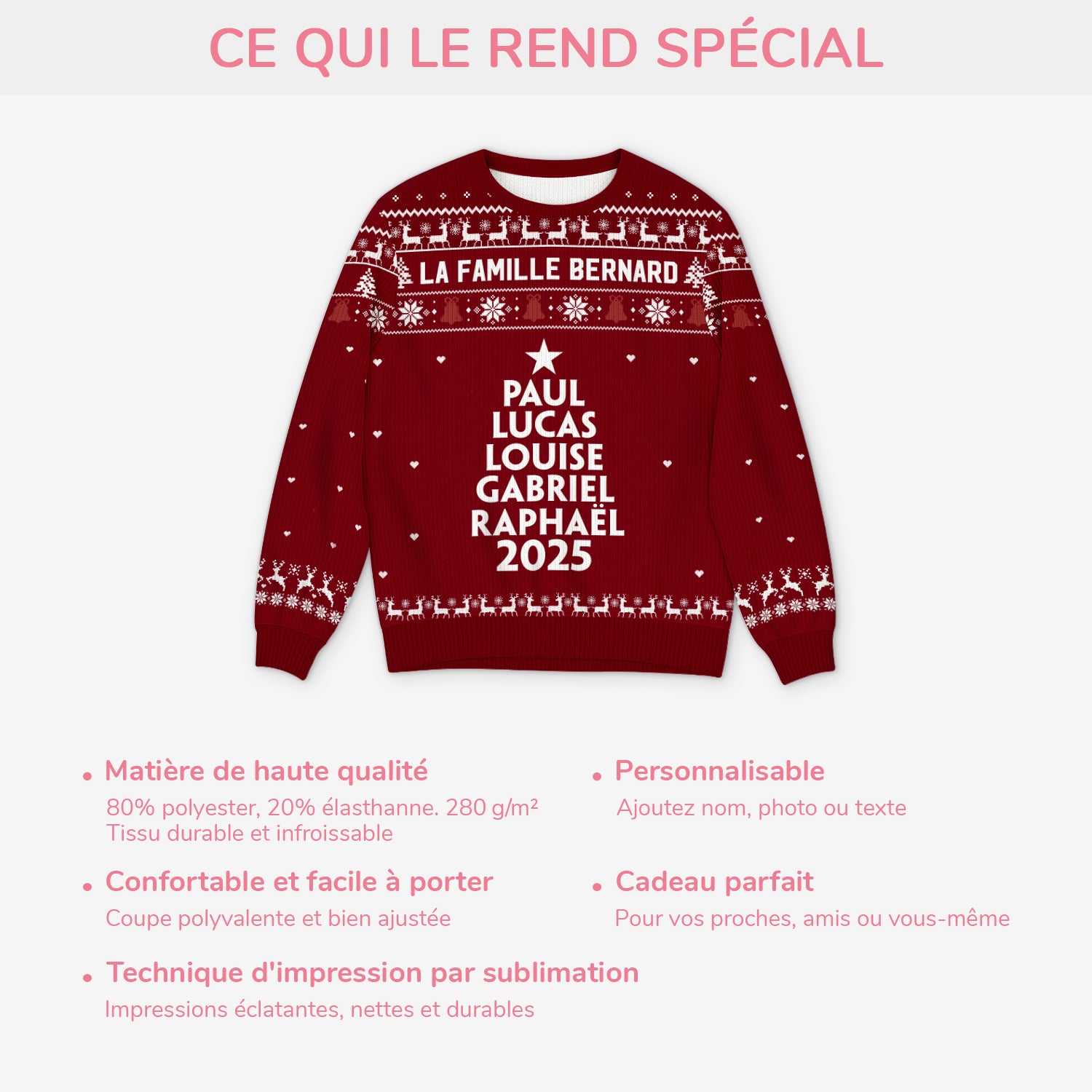 5780WFR5 pull moche de noel personnalise les membres de la famille 5780wtzci