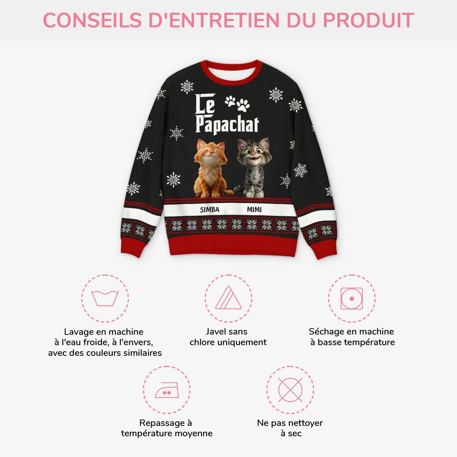 5782WFR4 pull moche de noel personnalise la maman chat 5782wkfcd
