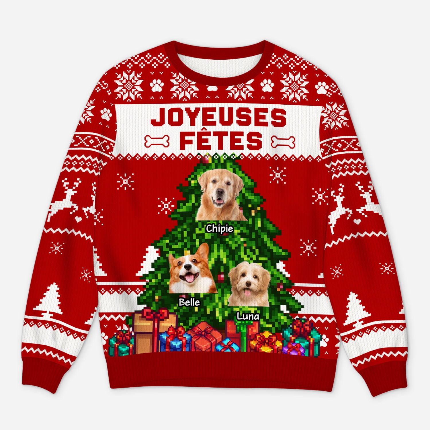 5787WFR1 pull moche de noel personnalise joyeuses fetes avec les chiens 5787wtqac