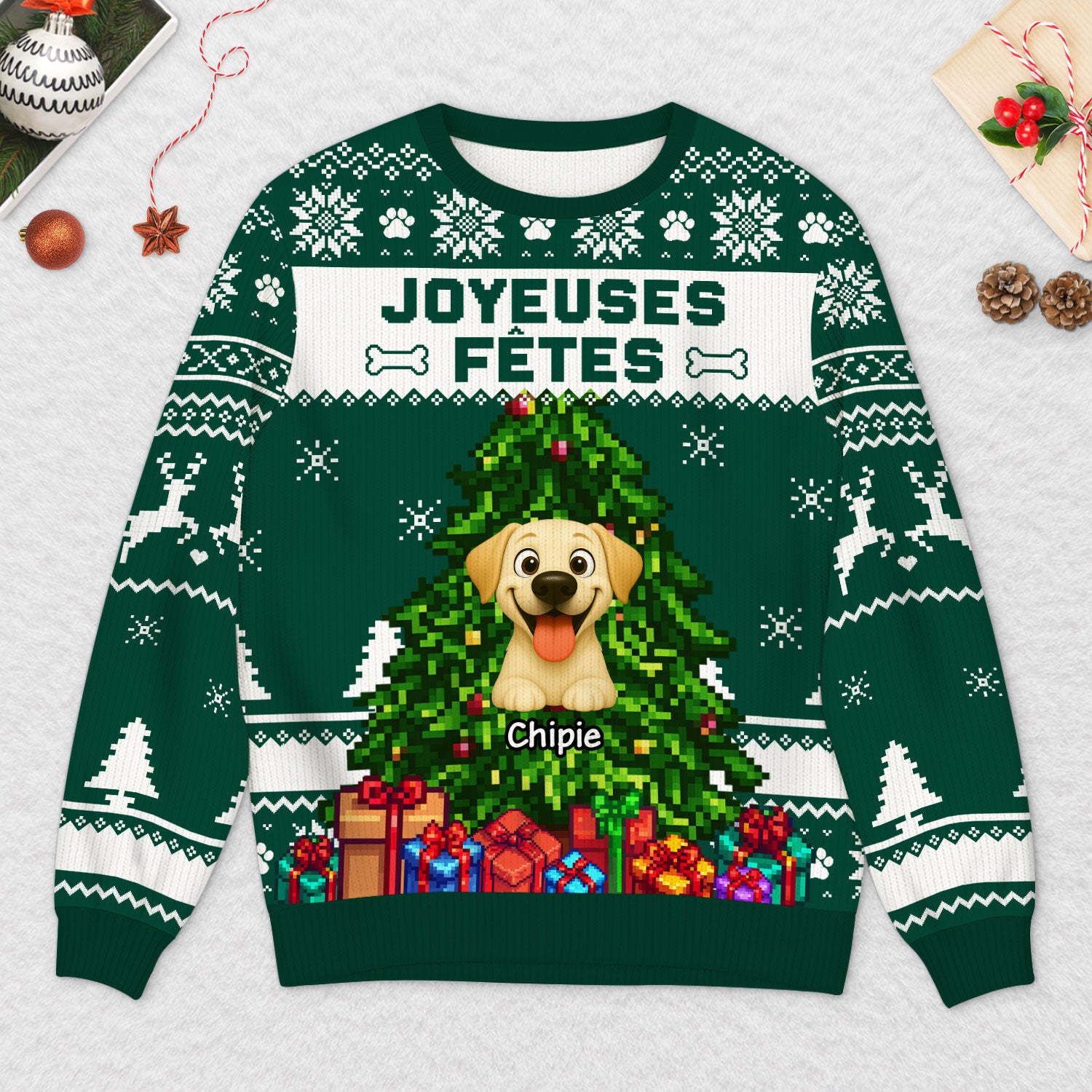 5787WFR2 pull moche de noel personnalise joyeuses fetes avec les chiens 5787wtqac