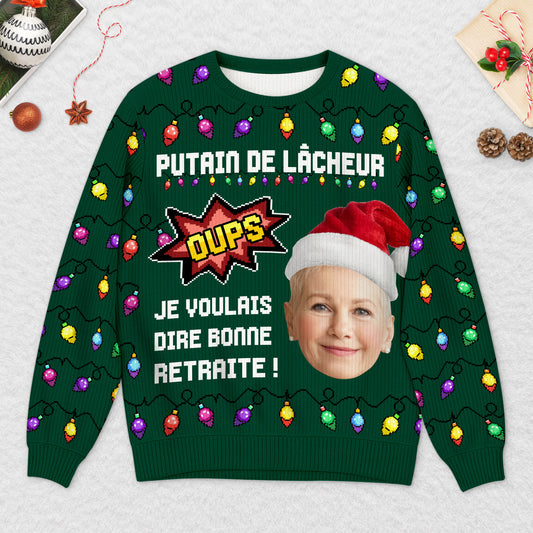 5789WFR2 pull moche de noel personnalise avec photo je voulais dire bonne retraite 5789wttma