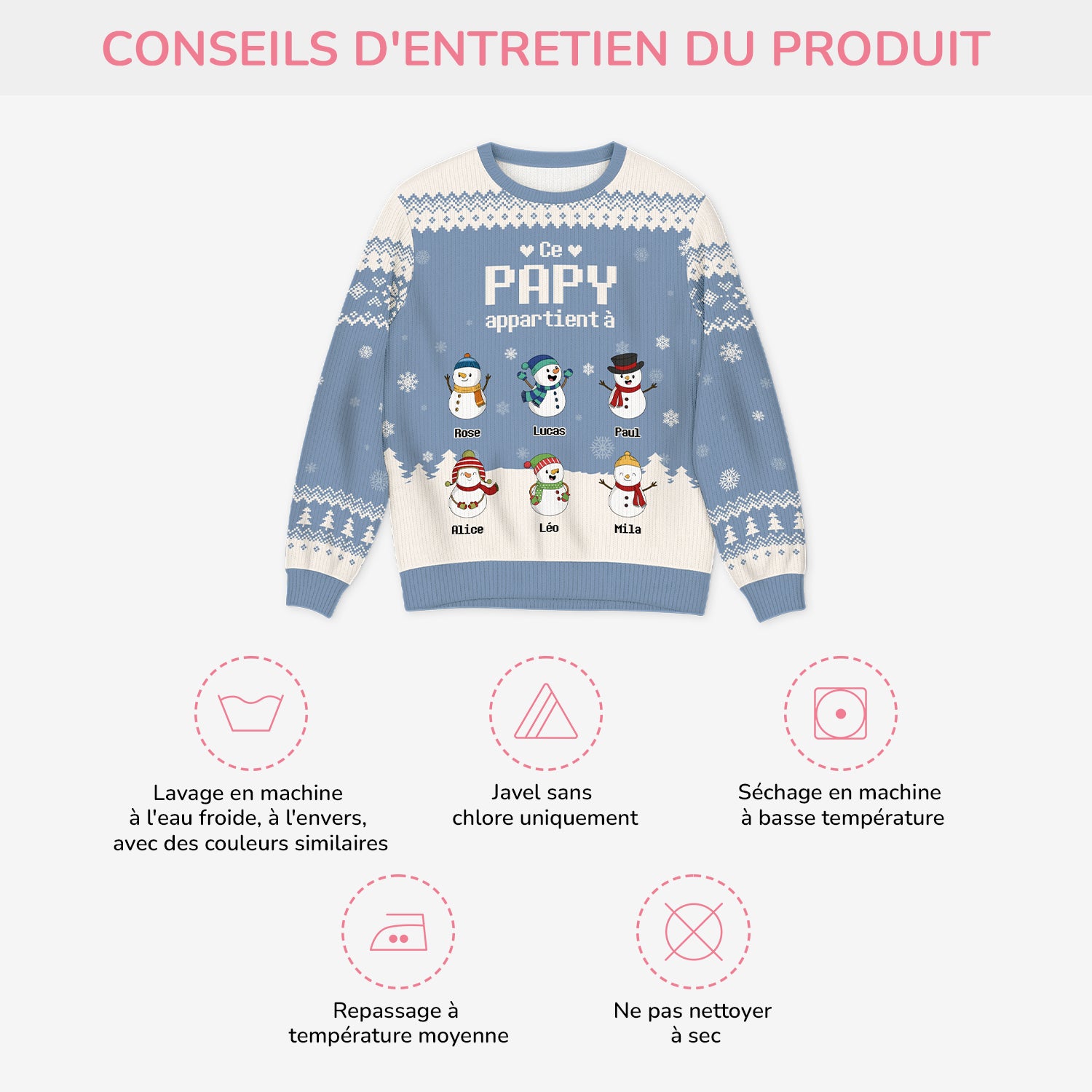 5791WFR4 pull moche de noel personnalise bonhomme de neige ce papy appartient a 5791wkznb