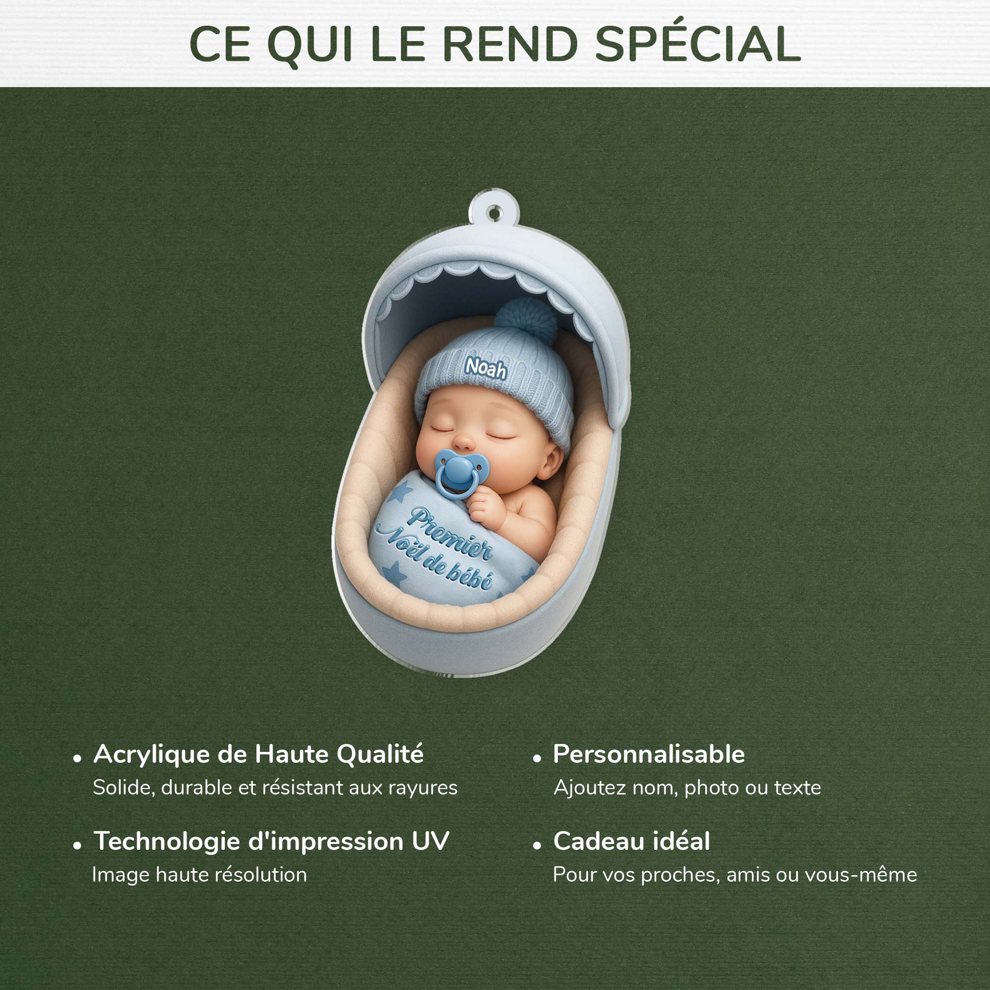 5793OFR4 effet dimpression 3d ornement acrylique personnalise de bebe mon premier noel 5793okztk