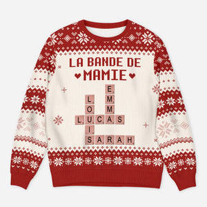 Pull Moche De Noël Personnalisé Avec Prénom - Texte 'La Fournée Préférée De Mamie/Papy' - 80% Polyester, 20% élasthanne