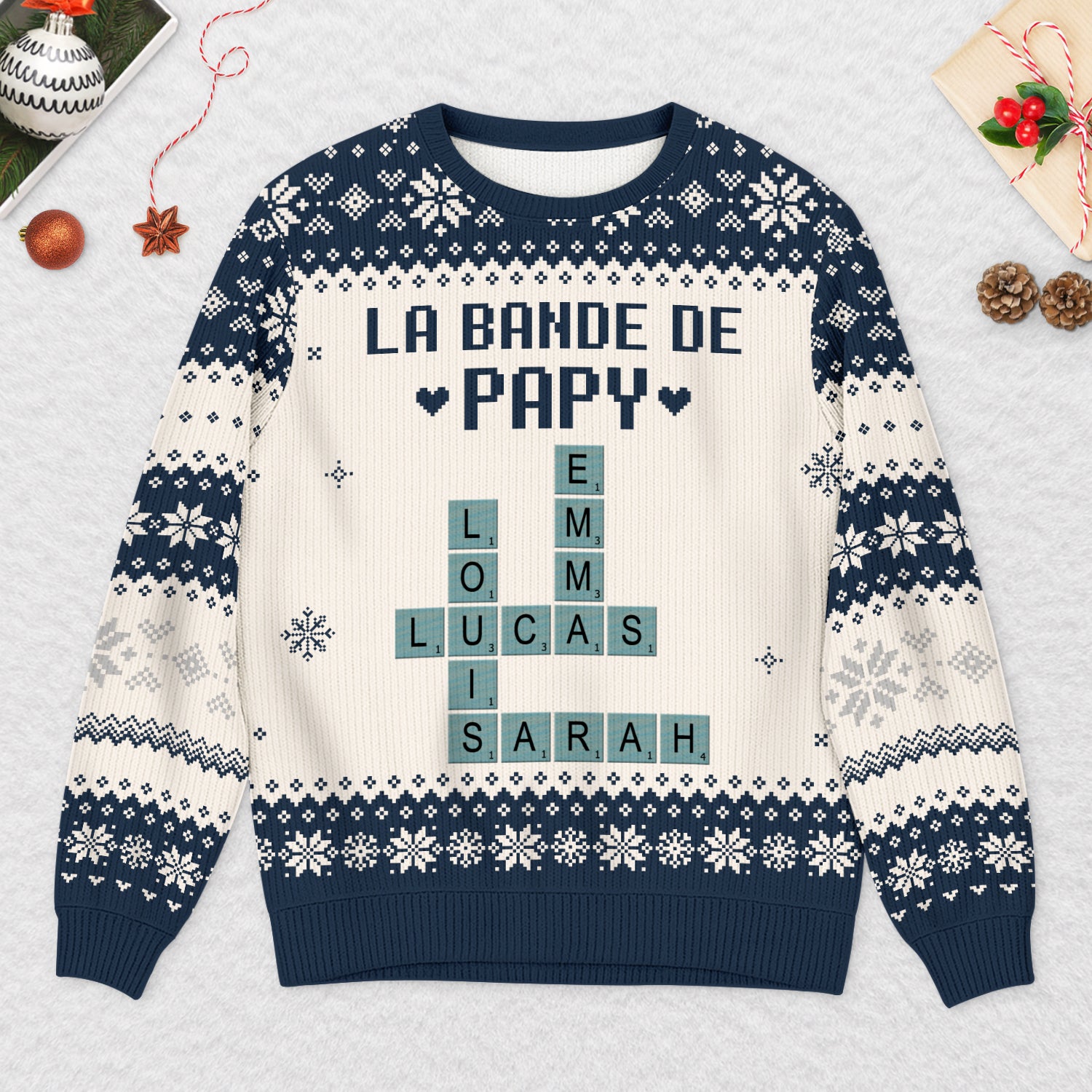 Pull De Noël Moche Personnalisé - Sweat Prénom 'Bande à Mamie' Ou 'Papy Ours' - Idéal Pour Famille Et Cadeau