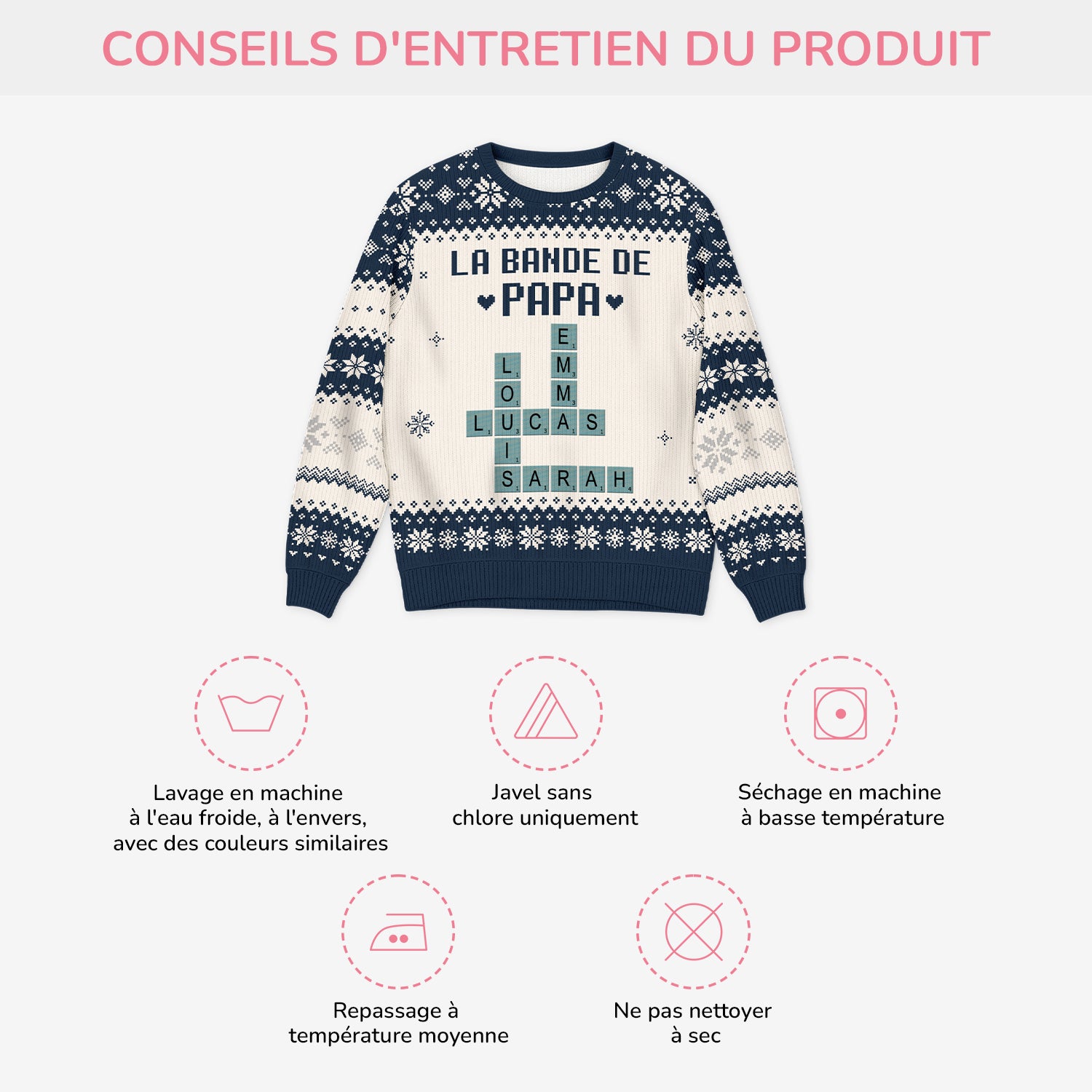 5794WFR4 pull moche de noel personnalise la bande a papa avec mots croises 5794w8tnb