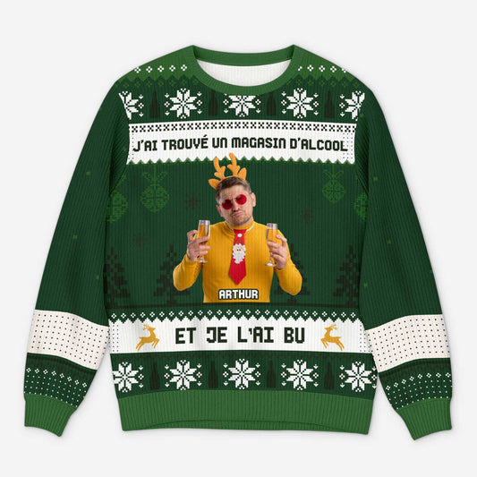 5798WFR1 pull moche de noel personnalise avec photo j_ai trouve un magasin d_alcool 5798wkzcb