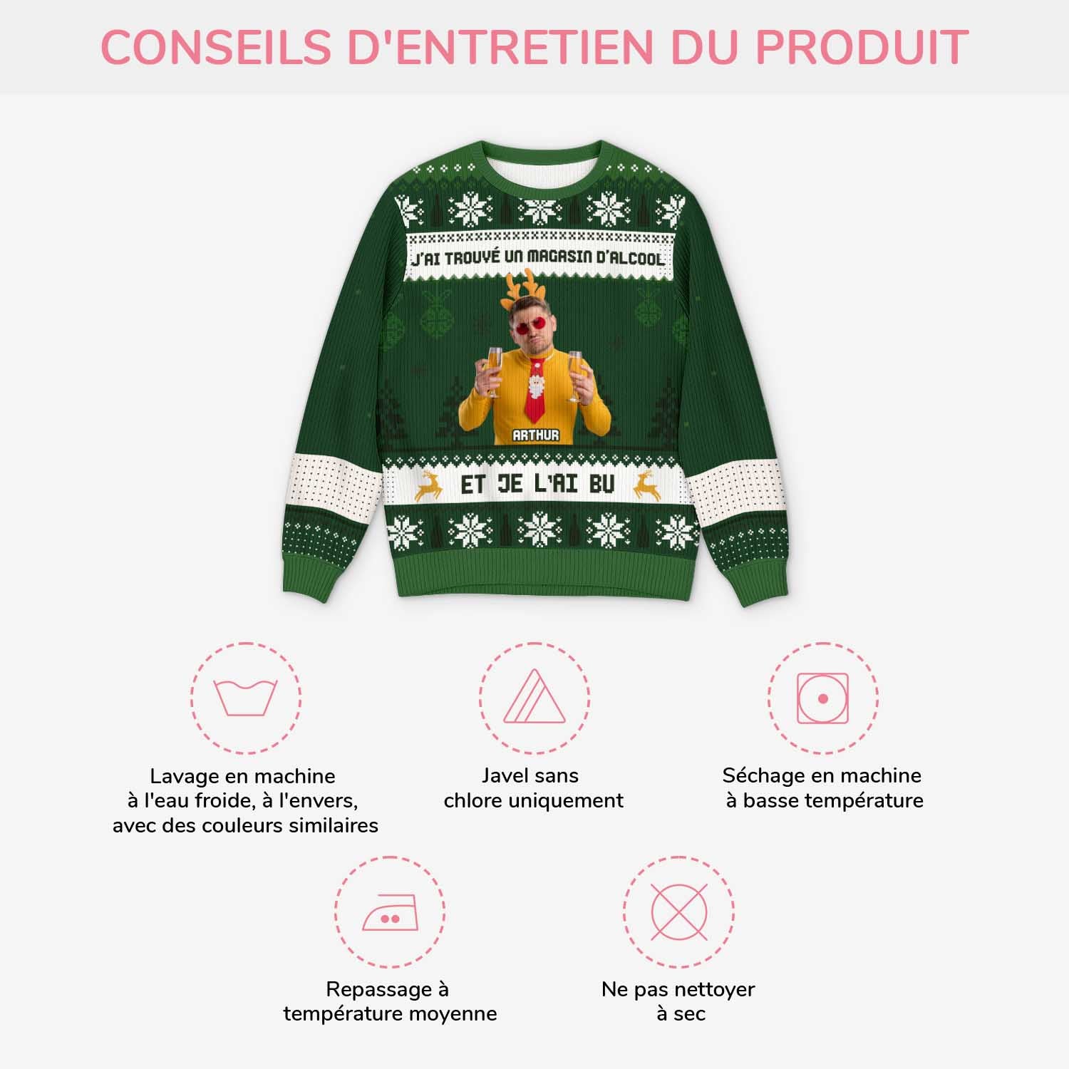 5798WFR4 pull moche de noel personnalise avec photo j_ai trouve un magasin d_alcool 5798wkzcb