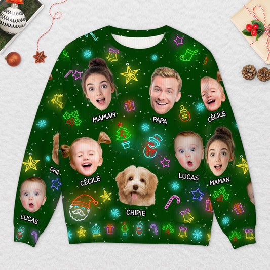 5801WFR2 pull moche de noel personnalise avec photo noel en famille 5801wtuai
