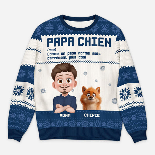 5803WFR1 pull moche de noel personnalise definition de papa chien 5803w3hzc