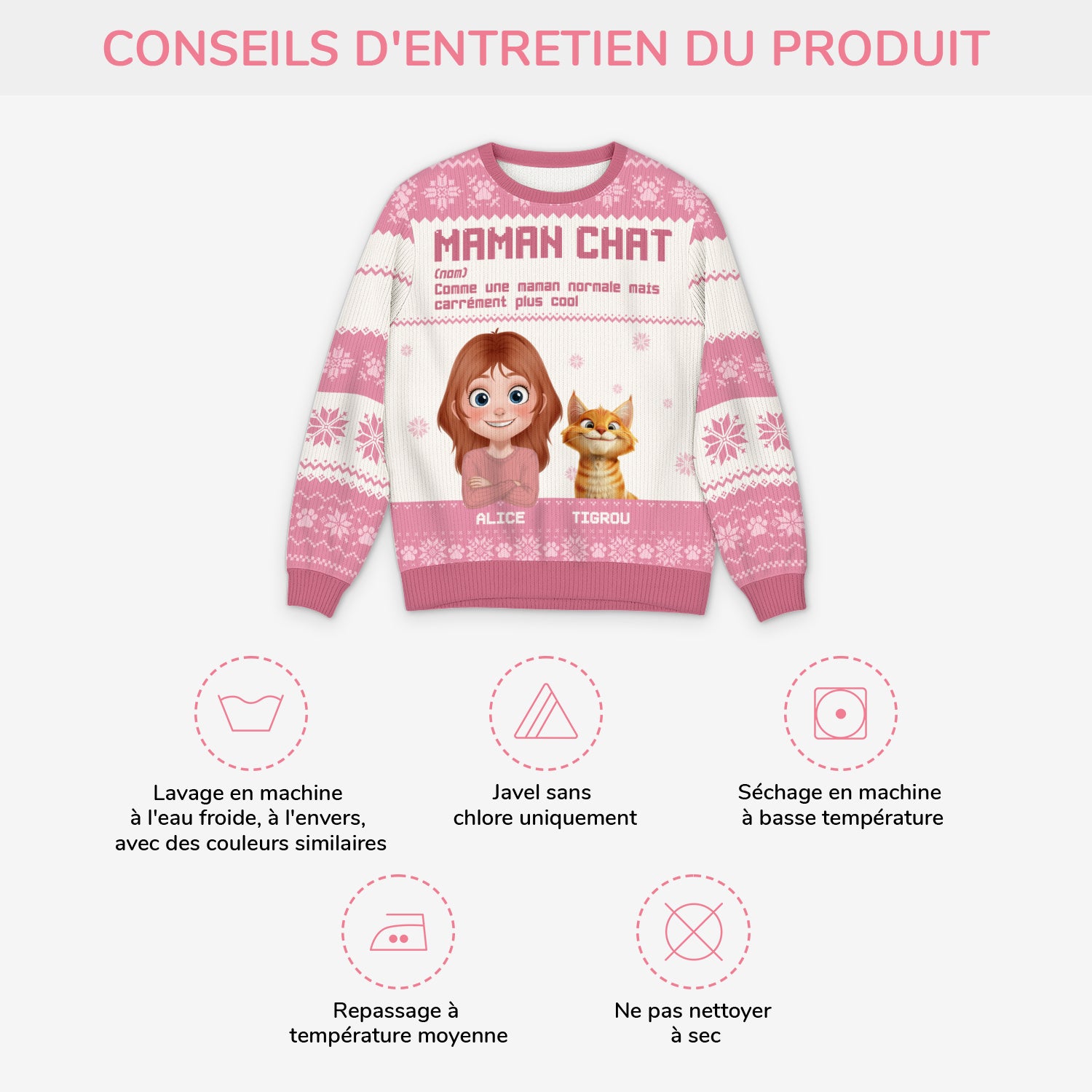 5803WFR3 pull moche de noel personnalise definition de maman chat 5803w3hzd