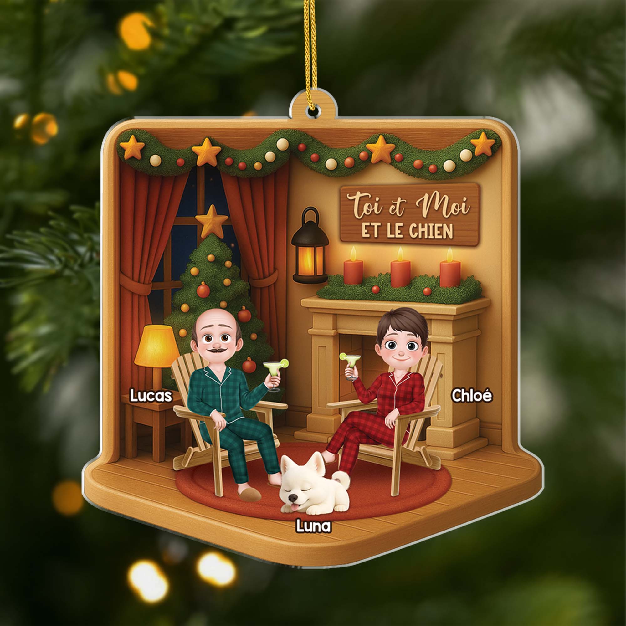5804OFR1 effet dimpression 3d ornement noel acrylique personnalise juste toi moi et le chien 5804okqqc