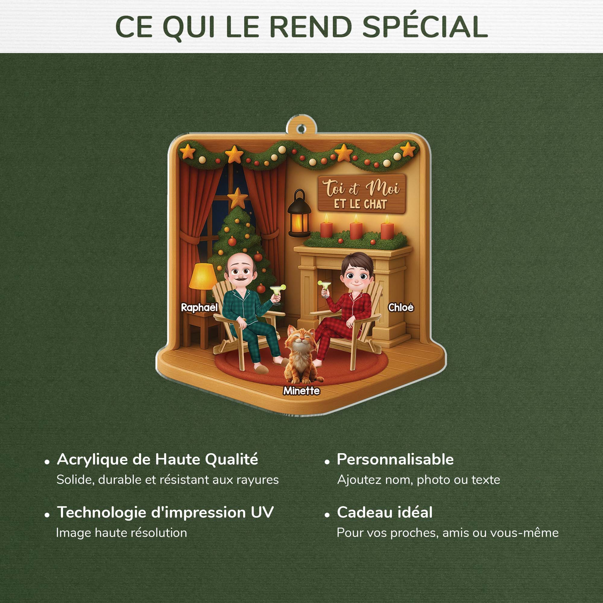5804OFR4 effet dimpression 3d ornement noel acrylique personnalise juste toi moi et le chat 5804okqqd