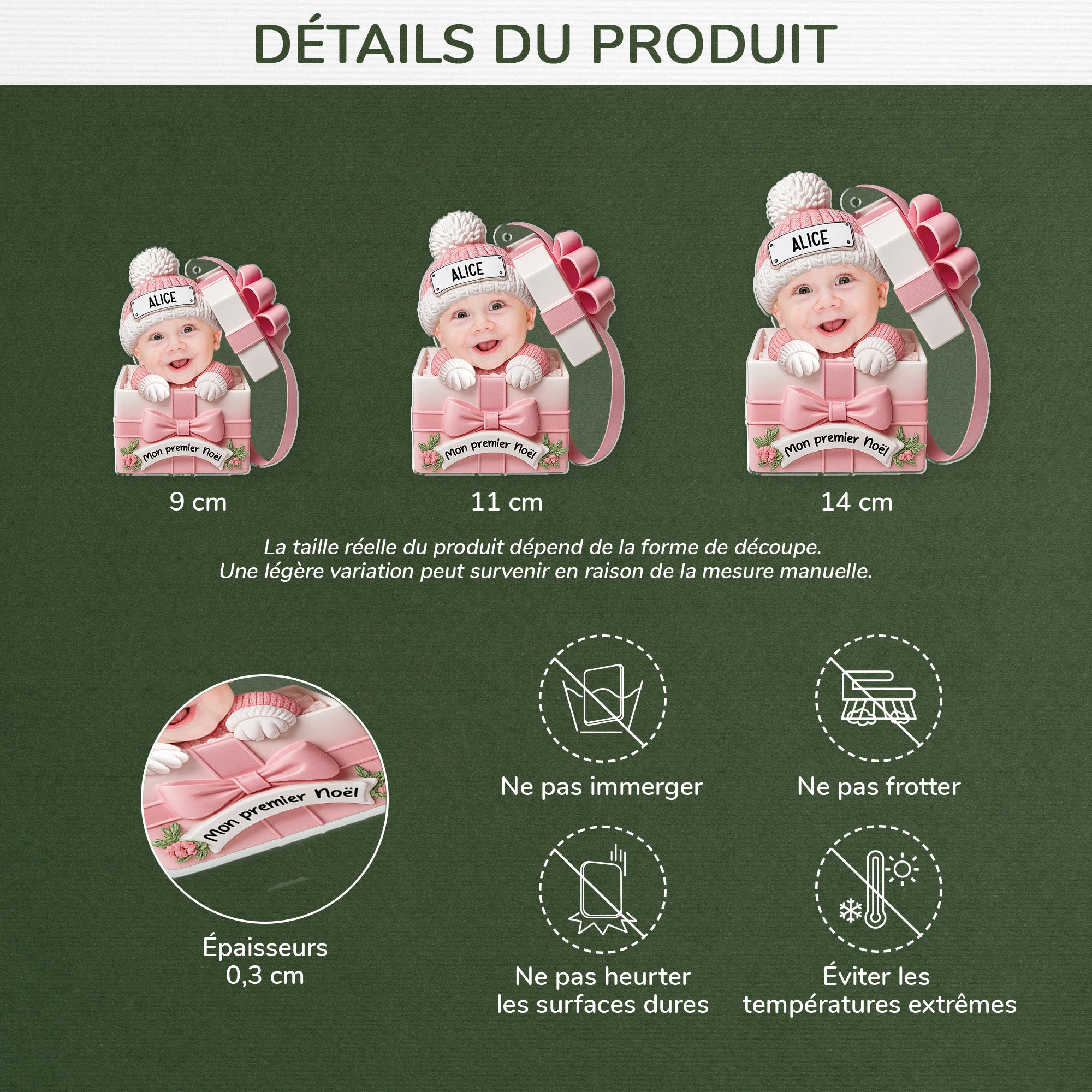 5807OFR3 effet dimpression 3d ornement noel acrylique personnalise cadeau premier noel bebe 5807o8lmk