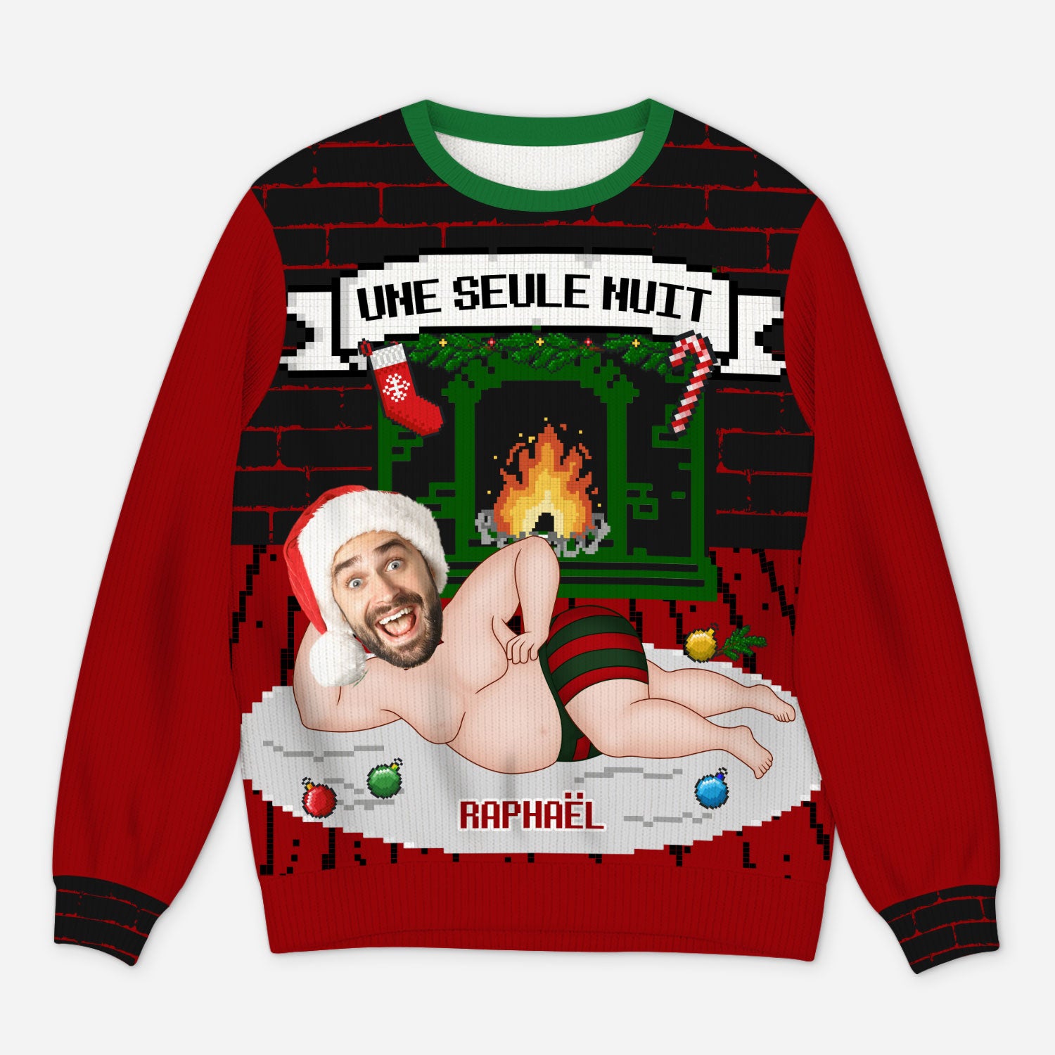 5813WFR1 pull moche de noel personnalise avec photo une seule nuit avec moi 5813w3qab