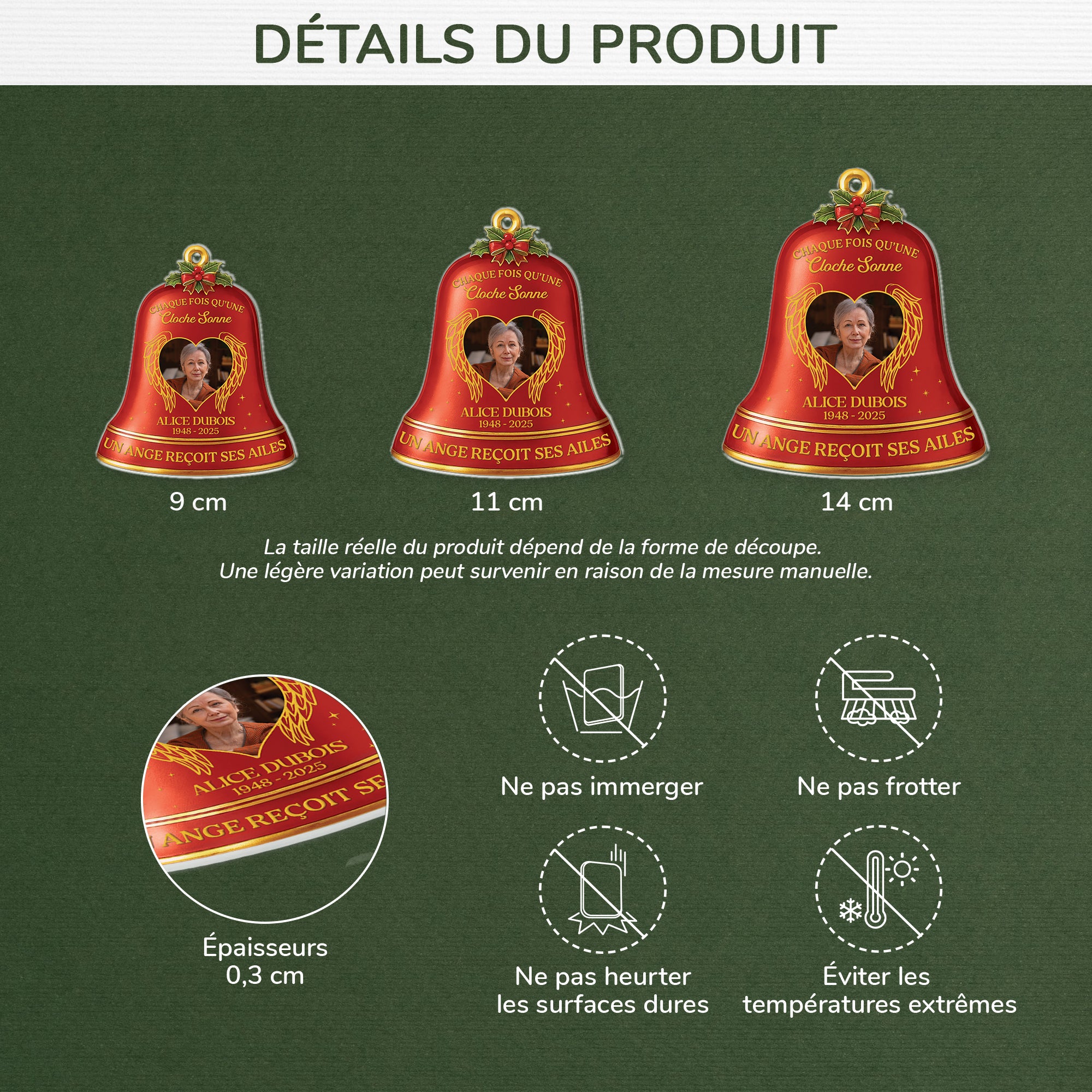 5815OFR3 ornement noel acrylique personnalise commemoratif avec photo un ange recoit ses ailes 5815o6vza