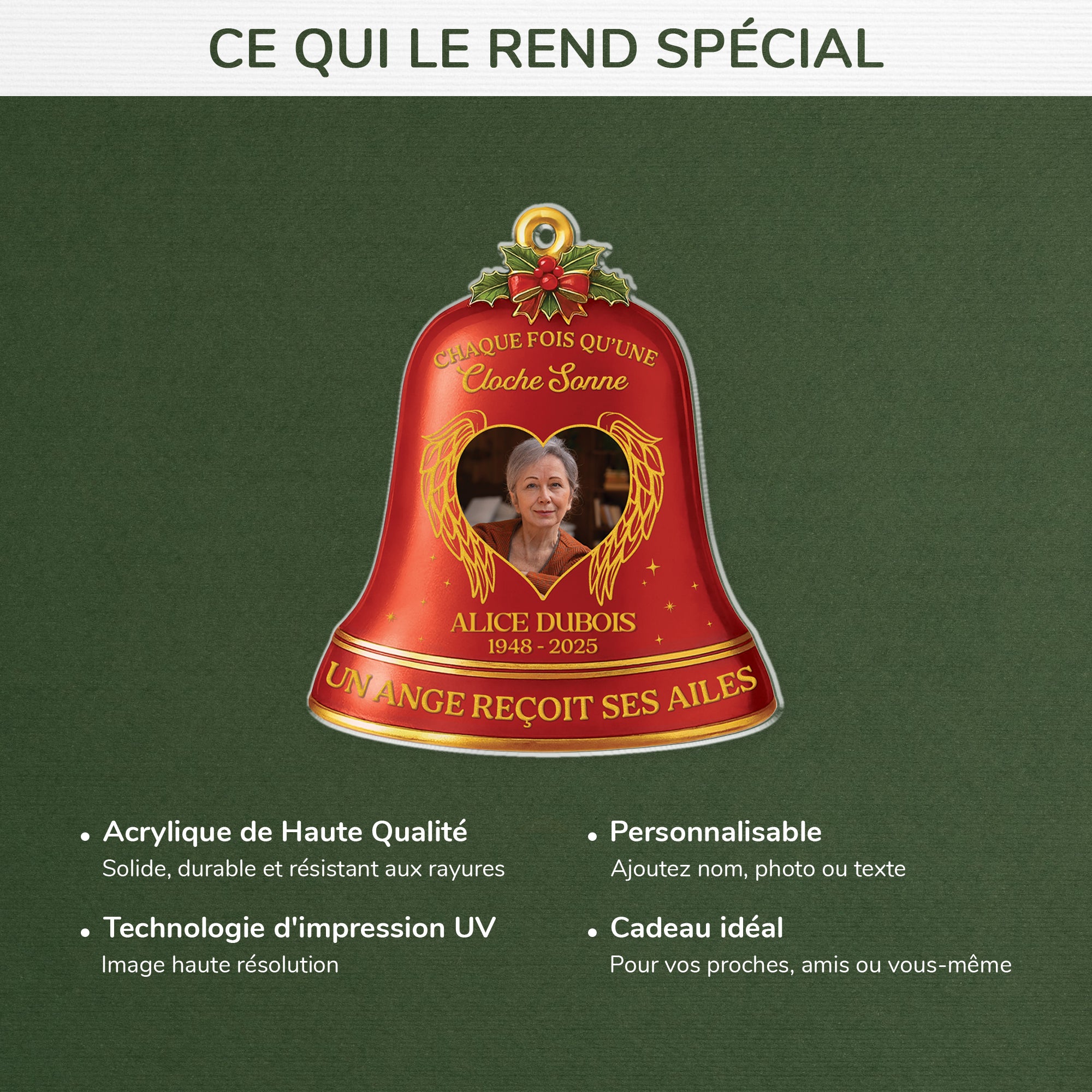 5815OFR4 ornement noel acrylique personnalise commemoratif avec photo un ange recoit ses ailes 5815o6vza