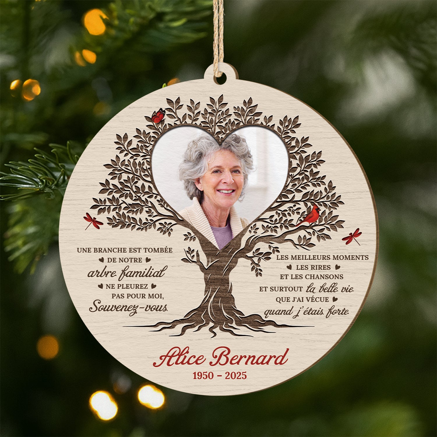 5816OFR1 ornement noel en bois a 1 couche personnalise commemoratif avec photo ne pleurez pas pour moi 5816o6vna