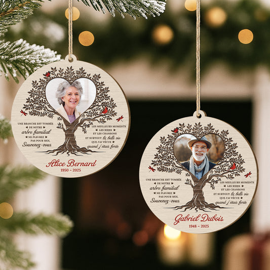 5816OFR2 ornement noel en bois a 1 couche personnalise commemoratif avec photo ne pleurez pas pour moi 5816o6vna
