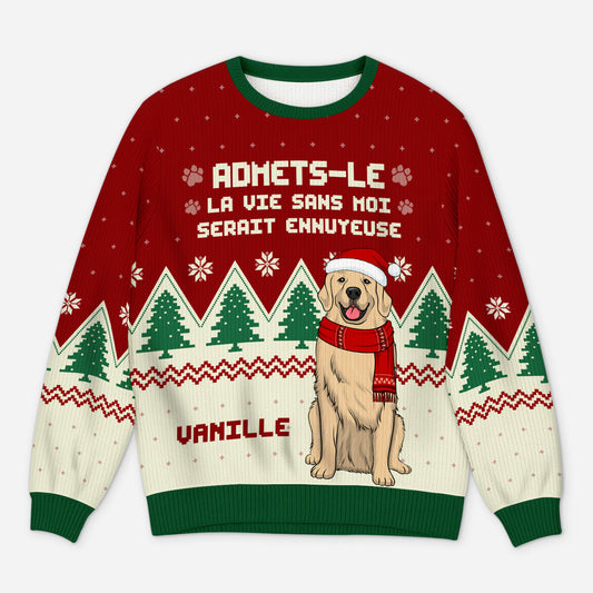 5818WFR1 pull de noel moche personnalise la vie sans chiens 5818w6ltc
