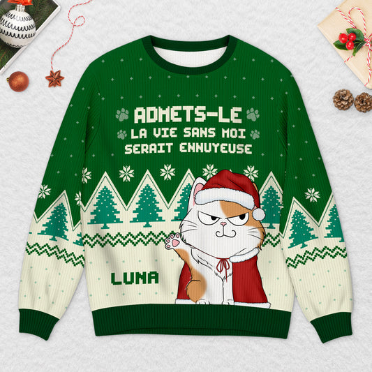 5818WFR2 pull de noel moche personnalise la vie sans chats 5818w6ltd_03e8250e 5325 4652 87dc 54c448373174