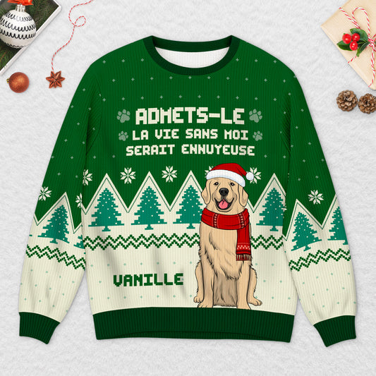 5818WFR2 pull de noel moche personnalise la vie sans chiens 5818w6ltc_beb25306 fca6 4518 b1e3 9f54c6754369