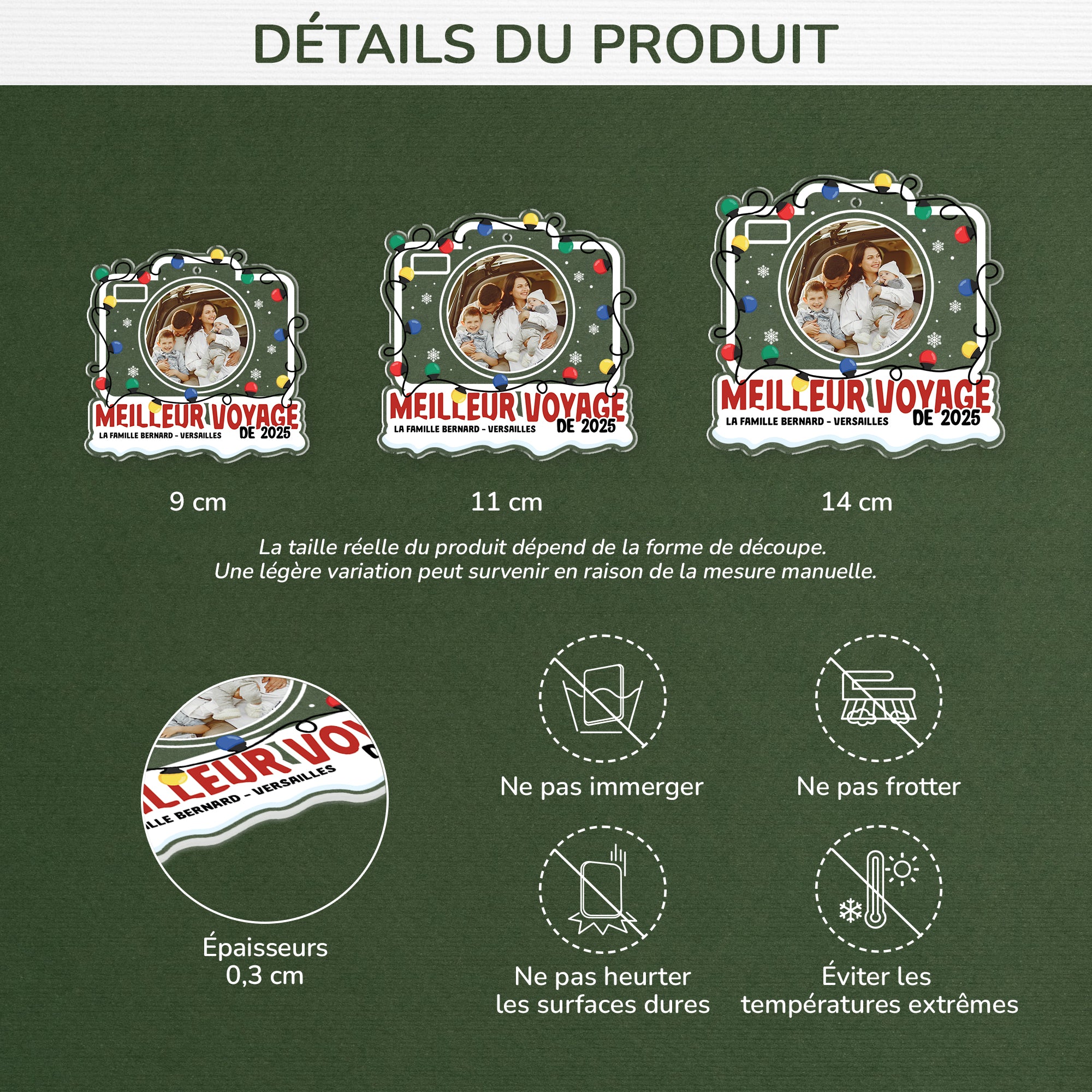 5821OFR3 ornement noel acrylique personnalise avec photo notre meilleur voyage de famille 5821otlni