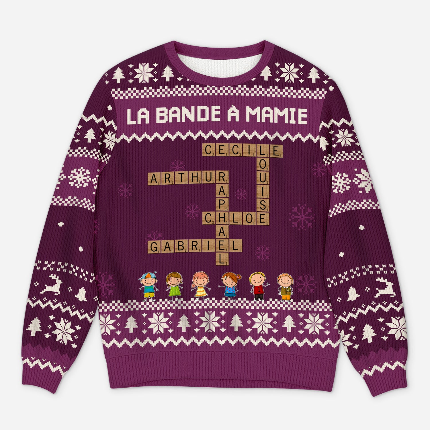 5823WFR1 pull moche de noel personnalise la petite bande a mamie avec mots croises 5823w3lqa_1